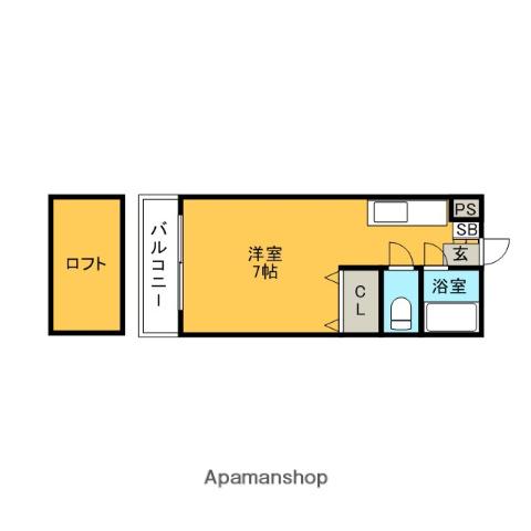 鹿児島本線 九産大前駅 徒歩8分 2階建 築30年(ワンルーム/2階)の間取り写真