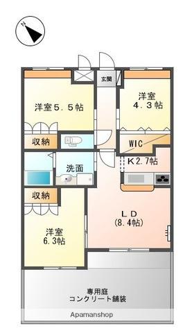 グランドハイム福津(3LDK/1階)の間取り写真