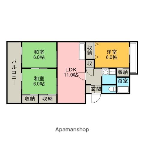 パークハイツ88(3LDK/4階)の間取り写真