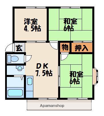 ウィンディア福間(3DK/1階)の間取り写真