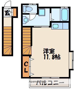 コーポ日の里番館(ワンルーム/2階)の間取り写真