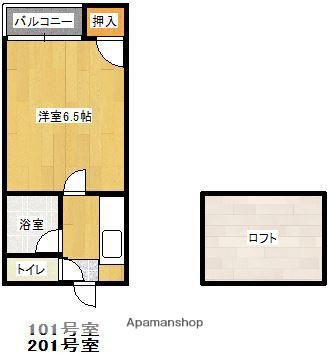 サンヴィレッジ香椎(1K/2階)の間取り写真