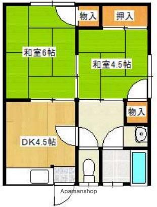 花見アパート(2DK/1階)の間取り写真