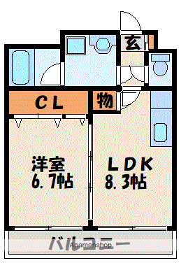 パルテンツァ・K(1LDK/3階)の間取り写真
