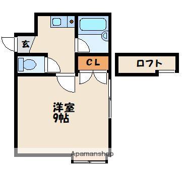 ヒルトップ奈多(1K/2階)の間取り写真