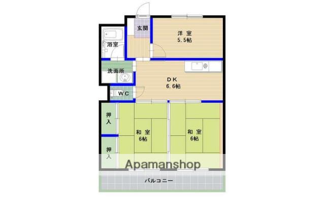 エクセル香椎(2DK/4階)の間取り写真