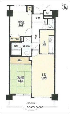 ハイラーク香椎(3LDK/4階)の間取り写真