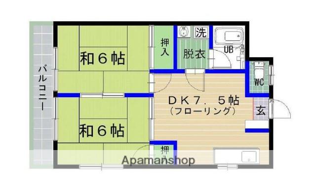 日野ハイツ(2DK/3階)の間取り写真