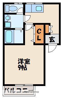 ドリームウッズ(1K/2階)の間取り写真