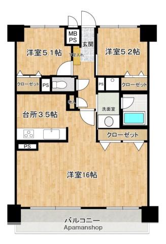 藤和ハイタウン和白丘Ⅱ(2LDK/10階)の間取り写真