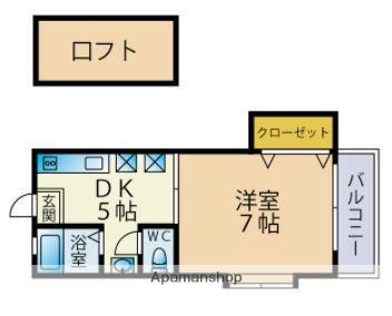 ビブレハイツ(1DK/2階)の間取り写真