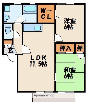 パークヒル(2LDK/1階)の間取り写真