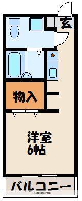 アパートメント・スクエア(ワンルーム/2階)の間取り写真