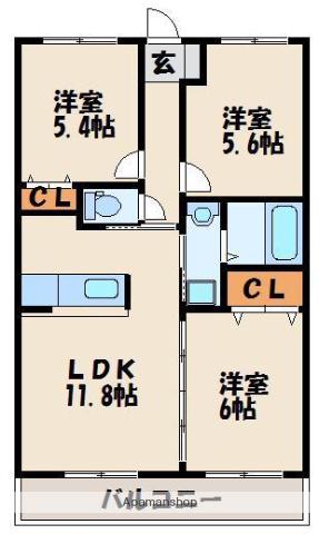 カサ・デル・レストⅠ(3LDK/2階)の間取り写真