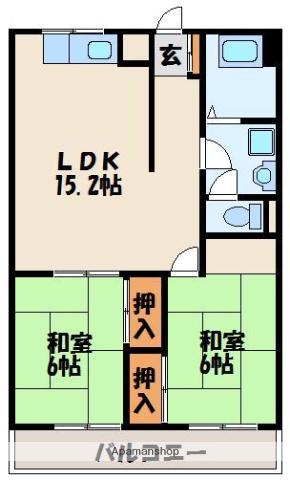 第1堺ビル(2LDK/3階)の間取り写真