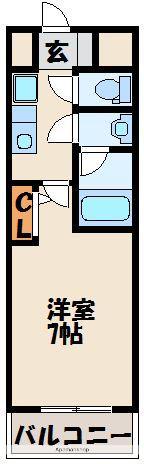 ジュネス自由ヶ丘(1K/2階)の間取り写真