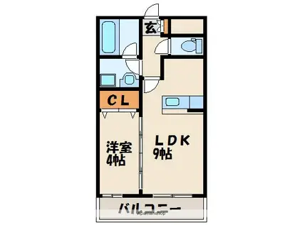 プレステージ赤間(1LDK/2階)の間取り写真