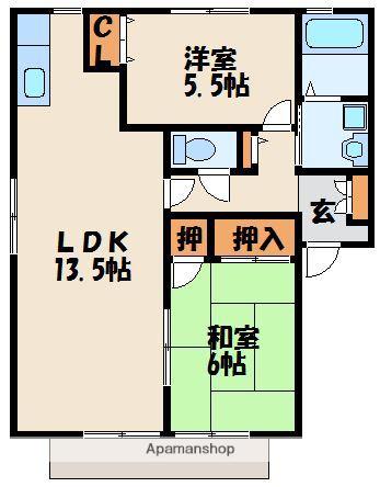 メゾン・ド・ハーバー6号館(2LDK/2階)の間取り写真