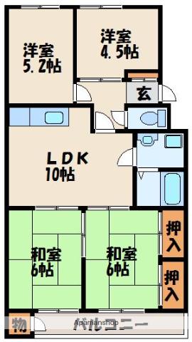 エメラルドタウン和白D棟(4LDK/2階)の間取り写真