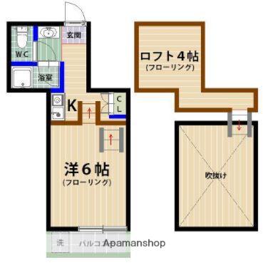 メゾンドカナール(ワンルーム/1階)の間取り写真