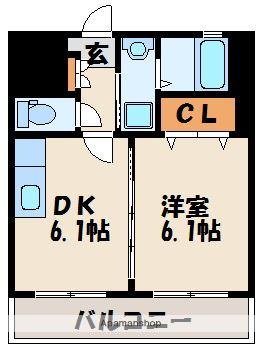 ゲレンデ天神(1DK/5階)の間取り写真