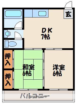 美和台ビル(2DK/4階)の間取り写真