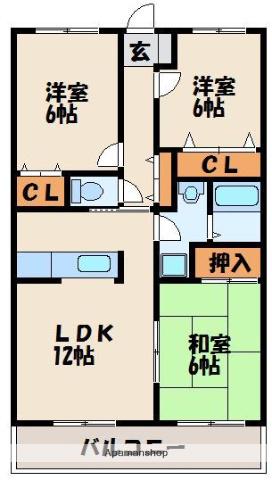 リバーサイドM Ⅰ号棟(3LDK/3階)の間取り写真