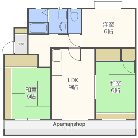 イーストガーデンⅠ・Ⅱ(3LDK/2階)の間取り写真