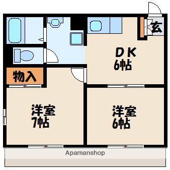 シーサイドヴィラ津屋崎 Ⅱ(2DK/2階)の間取り写真