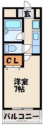 サンライズパティオⅡ(1K/1階)の間取り写真