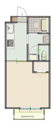 ラフォーレ香椎(1DK/2階)の間取り写真