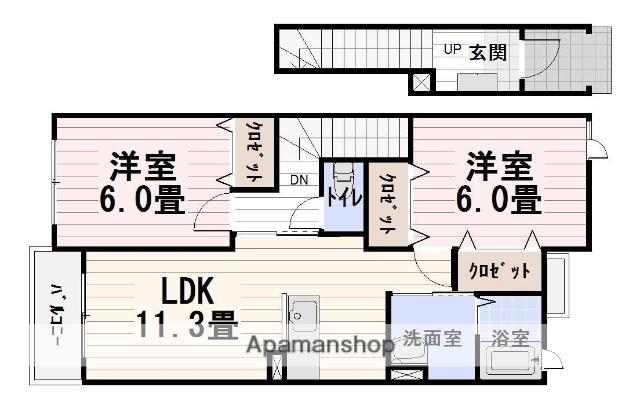 セレーノ(2LDK/2階)の間取り写真