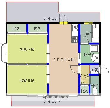 アマノビル(2LDK/4階)の間取り写真