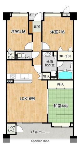 サンリヤン和白5番館(3LDK/7階)の間取り写真