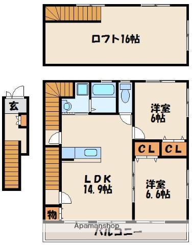 アレグロハウス(2LDK/2階)の間取り写真