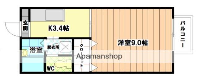 橘倶楽部壱から八番館(1K/2階)の間取り写真