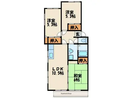 シーサイドパーク福間(3LDK/1階)の間取り写真