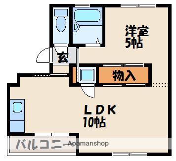 アルモール和白(1LDK/1階)の間取り写真