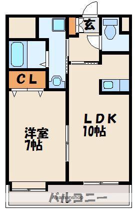 カーサアンピオ(1LDK/2階)の間取り写真