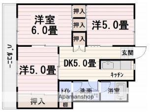 グラン・ブルー・アクア(3DK/4階)の間取り写真