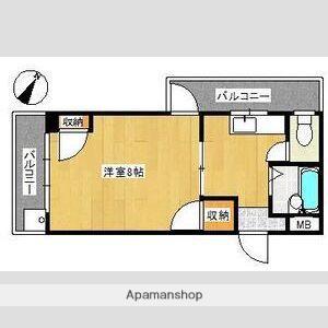 タイガーハイツⅡ(1K/2階)の間取り写真