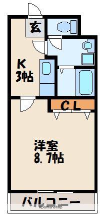 グレイスヒルズ(1K/7階)の間取り写真