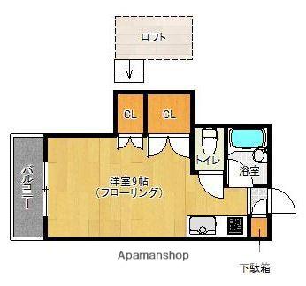 ミュゼットⅡ(ワンルーム/1階)の間取り写真