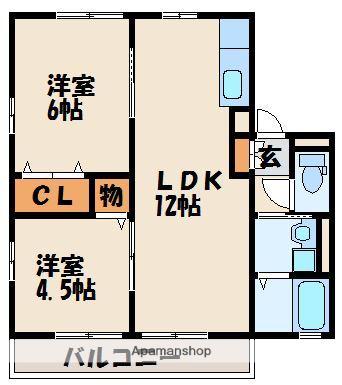リラ花見(2LDK/1階)の間取り写真