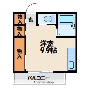 バルトⅡ(ワンルーム/2階)の間取り写真