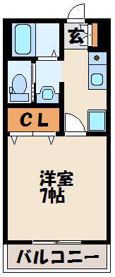 ラリーグラス22(1K/2階)の間取り写真
