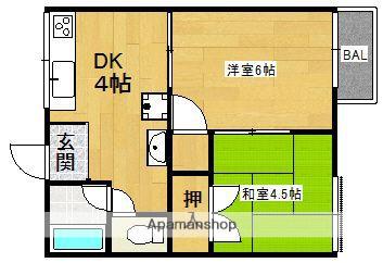 コーポラス花見東(2DK/1階)の間取り写真