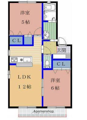 フェリーク(2LDK/1階)の間取り写真