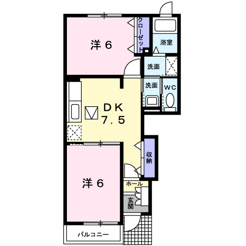 プレイン・コートSⅢ(2DK/1階)の間取り写真