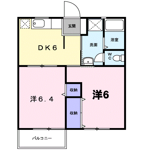 ファミール花瀬(2DK/2階)の間取り写真